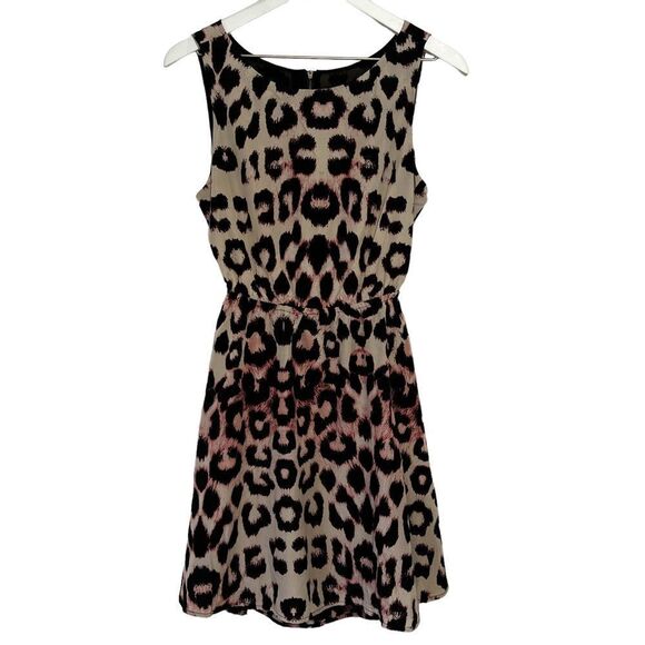 AQUA Dress Womens Small Leopard Animal Print Sleeveless Fit & Flare Cutout Back - Picture 3 of 8